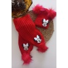 MARS BABY Kız Erkek Unisex Bebek Çocuk Beyaz Mickey Minnie Kırmızı Ponponlu Atkı Bere Takımı