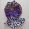 MARS BABY Kız Bebek Mor Lila Böğürtlen Desenli Fırfırlı Salopet Bandana Takım