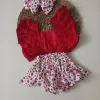 MARS BABY Kız Bebek Kırmızı Çilek Desenli Fırfırlı Salopet Bandana Takım