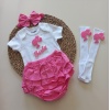 MARS BABY Kız Bebek Pembe Fuşya Barbie Figürlü Fırfırşort Etek Bandana Çorap Takım