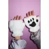 Mars Baby Parmaksız Patili Beyaz Peluş Eldiven