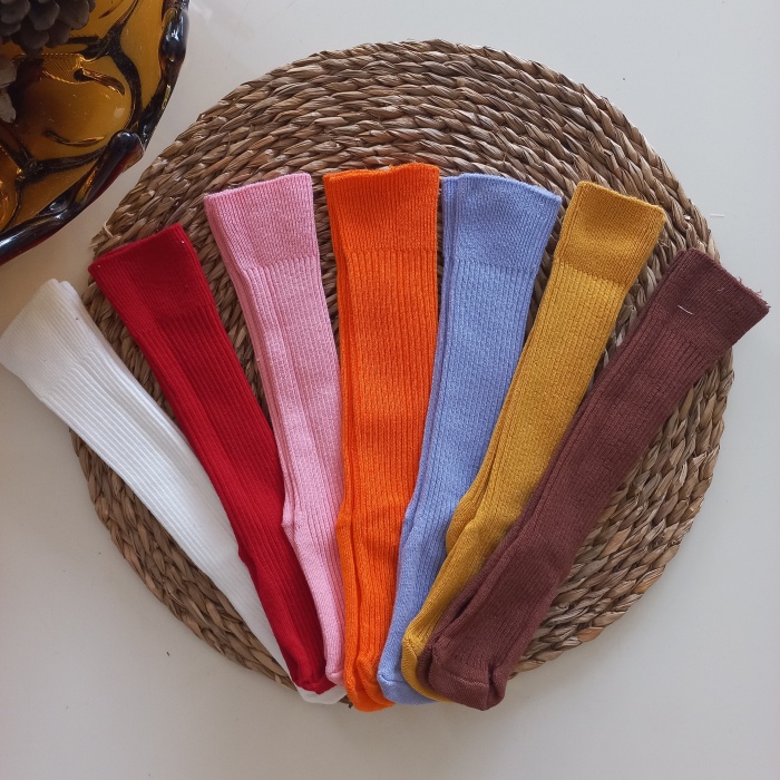 MARS BABY Kız Bebek 7li Düz Dizaltı Çorap Set