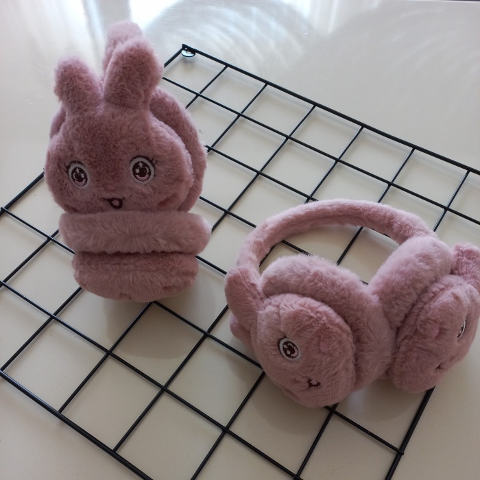 MARS BABY Kız Çocuk Gülkurusu Tavşan Peluş Kulaklık