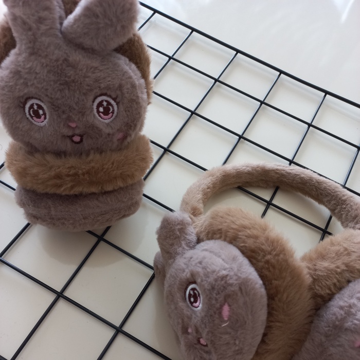 MARS BABY Kız Erkek Çocuk Kahverengi Tavşan Peluş Kulaklık