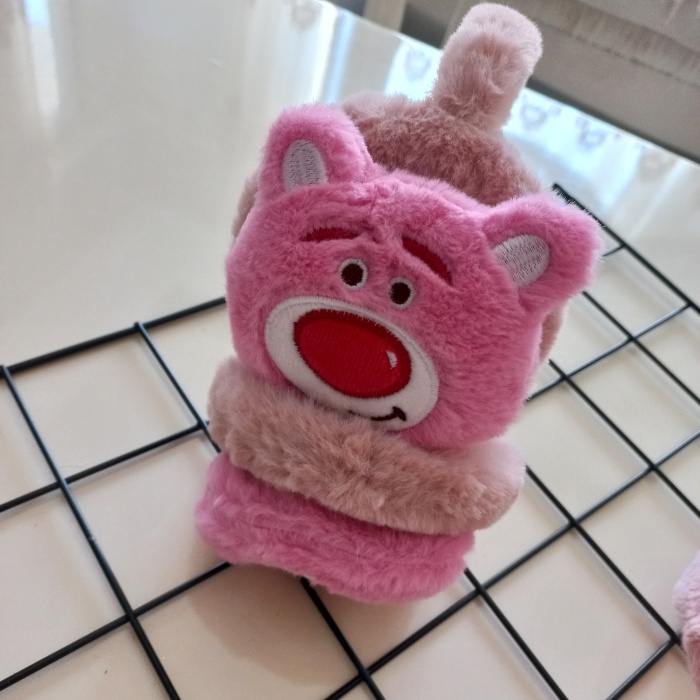 MARS BABY Kız Erkek Çocuk Pembe Ayıcık Peluş Kulaklık
