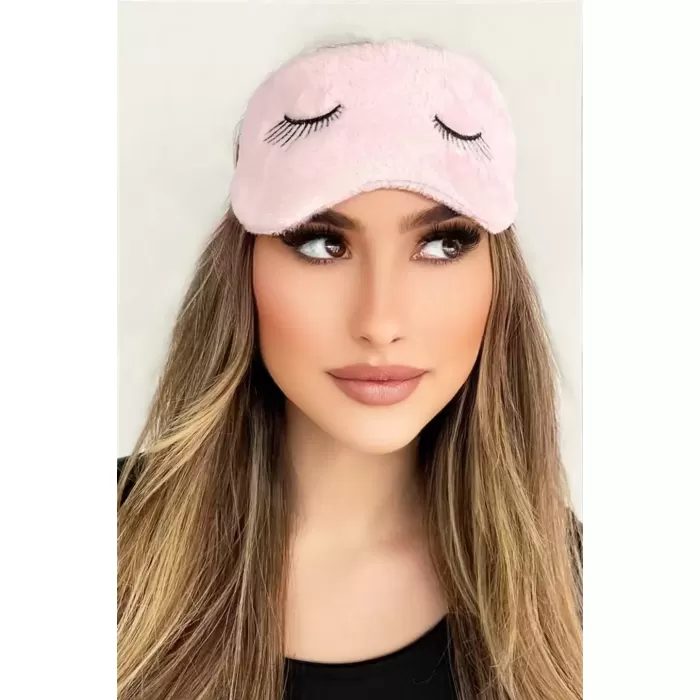 MARS BABY Peluş Pembe Kirpikli Göz Uyku Bandı
