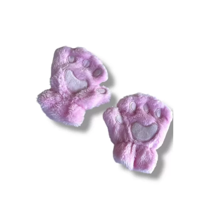 Mars Baby Kız Çocuk Parmaksız Patili Pembe Peluş Eldiven