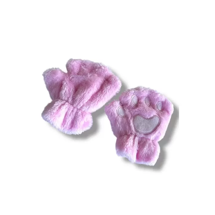 Mars Baby Kız Çocuk Parmaksız Patili Pembe Peluş Eldiven