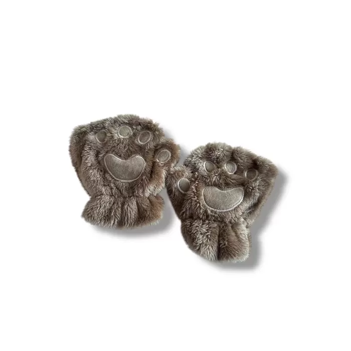 Mars Baby Kız Erkek Çocuk Parmaksız Patili Kahverengi Peluş Eldiven