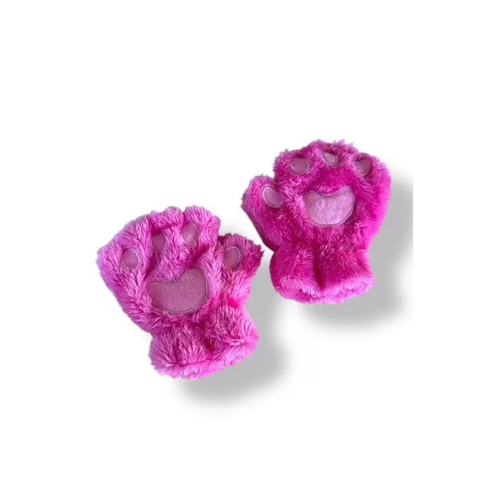 Mars Baby Kız Çocuk Parmaksız Patili Pembe Fuşya Peluş Eldiven