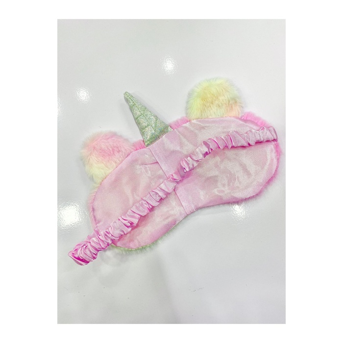 MARS BABY Kadın Kız Peluş Pembe Kirpikli Taşlı Göz Uyku Bandı
