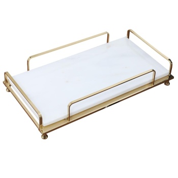 Mayaglory VOGUE Serisi Doğal Mermer Taş Deri Tepsi Siyah Gold Renk 4241