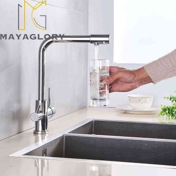 Mayaglory 3 Yollu Arıtma Bataryası Krom Renk Arıtma Çıkışlı Mutfak Eviyesi Sıcak-soğuk Mix