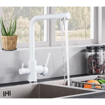 Mayaglory 3 Yollu Arıtma Bataryası Beyaz Arıtma Çıkışlı Mutfak Eviyesi Sıcak-soğuk Mix