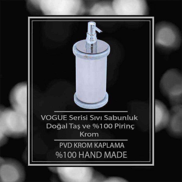 Mayaglory VOGUE Serisi Doğal Mermer Taş Sıvı Sabunluk Yuvarlak Krom Renk 3030