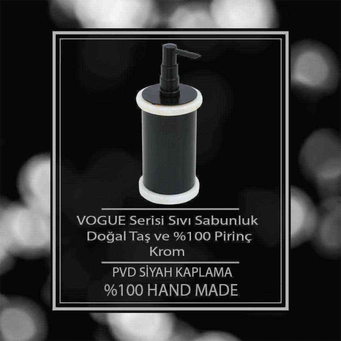 Mayaglory VOGUE Serisi Doğal Mermer Taş Sıvı Sabunluk Yuvarlak Siyah Renk 3030