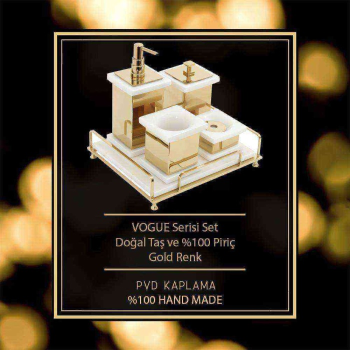 Mayaglory VOGUE Serisi Doğal Mermer Taş Set Gold Renk 42107