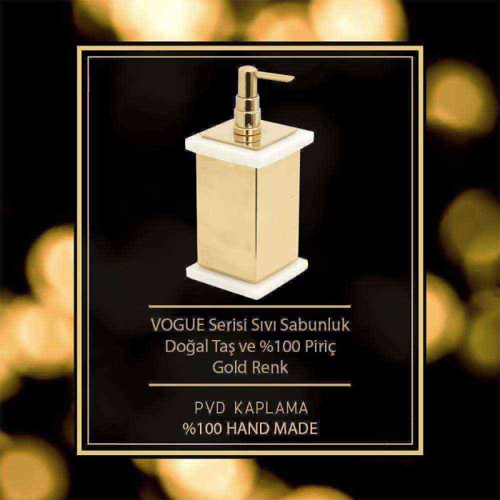 Mayaglory VOGUE Serisi Doğal Mermer Taş Sıvı Sabunluk Gold Renk 4230