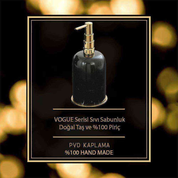 Mayaglory VOGUE Serisi Doğal Mermer Sıvı Sabunluk Siyah Gold Renk 9030