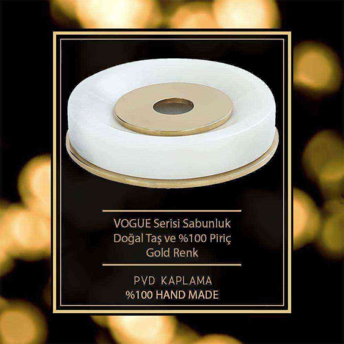 Mayaglory VOGUE Serisi Doğal Mermer Sabunluk Beyaz Gold Renk 9060