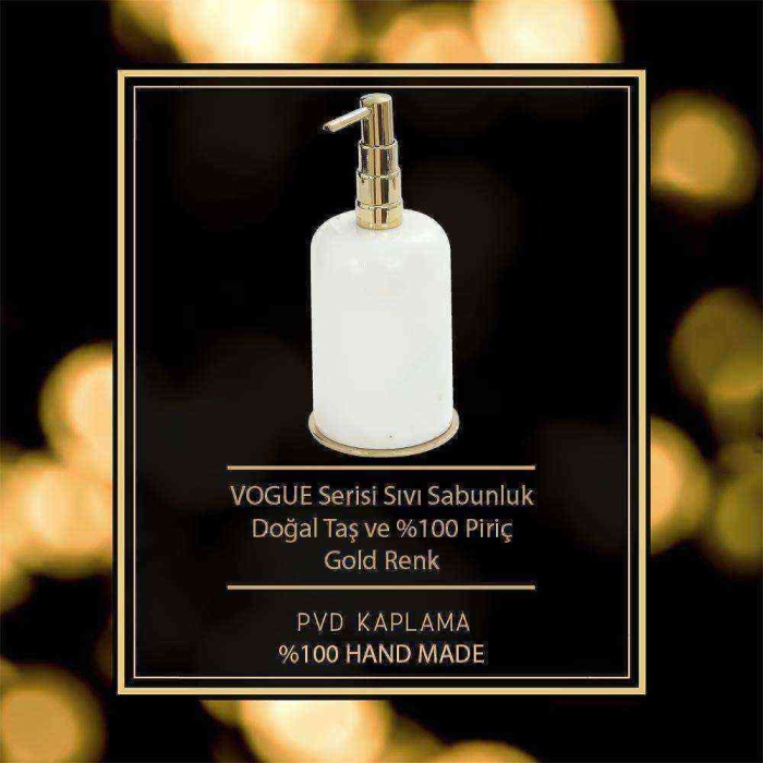 Mayaglory VOGUE Serisi Doğal Mermer Sıvı Sabunluk Beyaz Gold Renk 9026