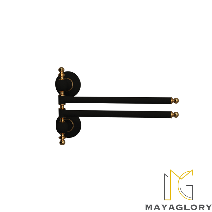 Mayaglory Aspendos Serisi Ikili Döner Havluluk Siyah Gold Renk Pirinç Hammadde 5 Yıl Garanti