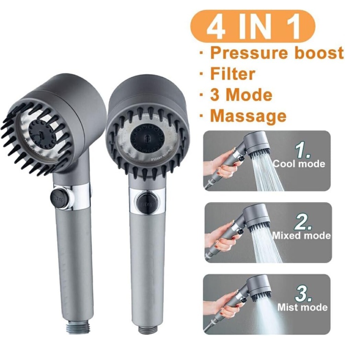 Mayaglory Masajlı Filtreli 3 Fonksiyonlu El Duş, Handshower, Massage Handshower