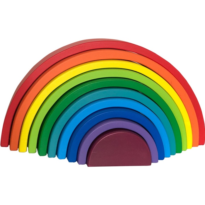 MERLA Waldorf 10lu Renkli Gökkuşağı Blokları Eğitici Ahşap Oyuncak