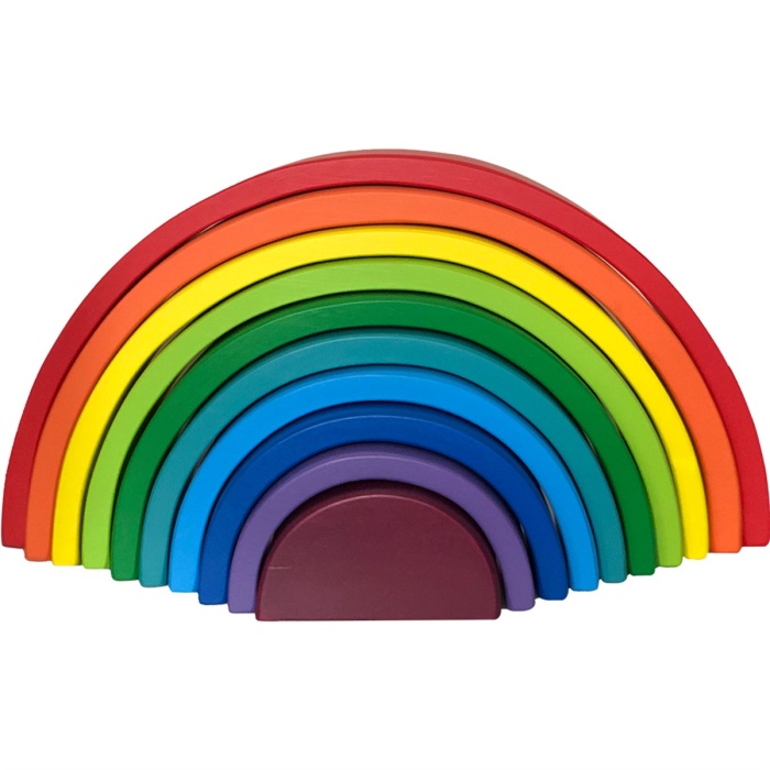MERLA Waldorf 10lu Renkli Gökkuşağı Blokları Eğitici Ahşap Oyuncak