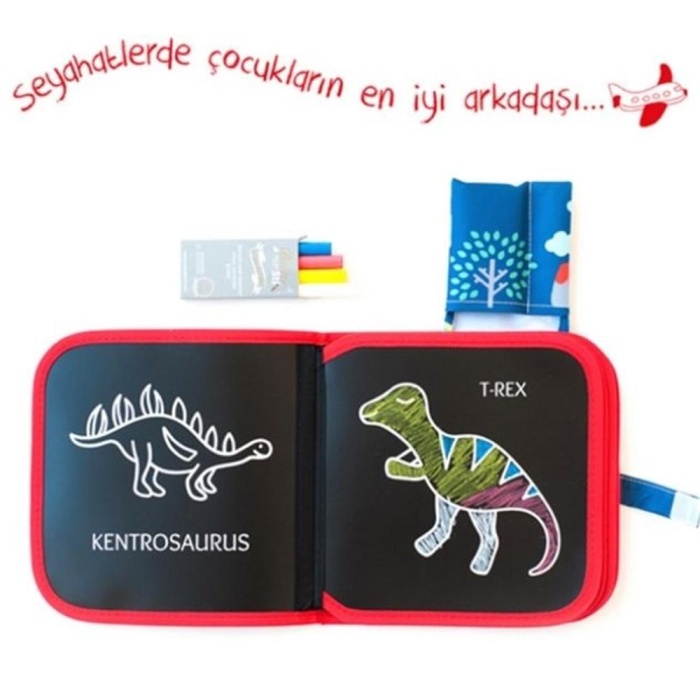 Jaq Jaq Tozsuz Tebeşirli Boyama Kitabı - Dinozor