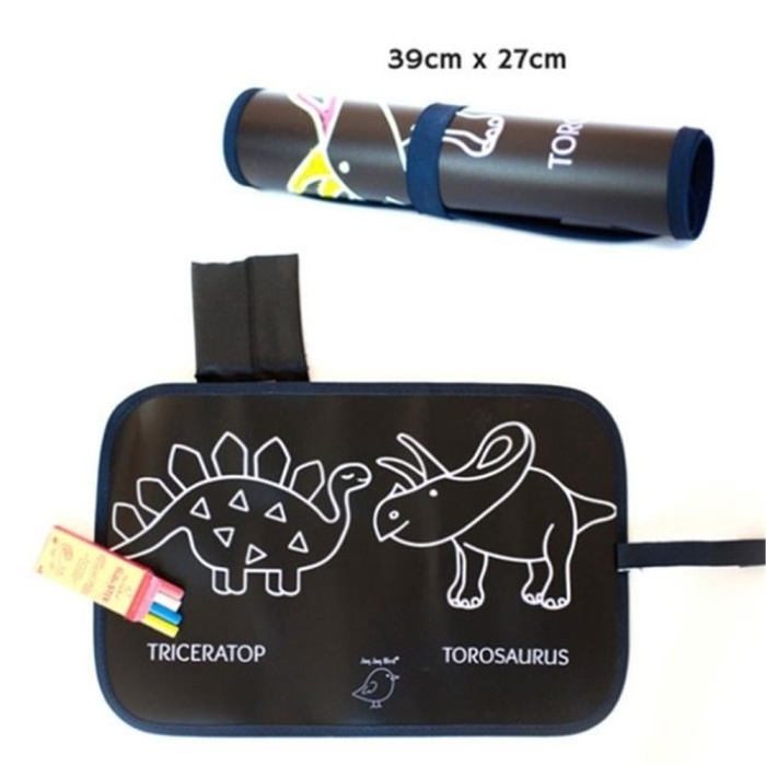 Jaq Jaq Tozsuz Tebeşirli Mini Karalama Matı - Dinozorlu