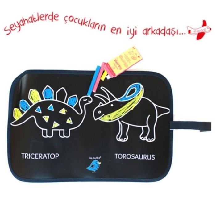 Jaq Jaq Tozsuz Tebeşirli Mini Karalama Matı - Dinozorlu