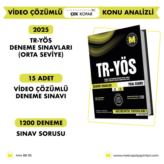 TR-YÖS DENEME SINAVLARI (ORTA SEVİYE) (15 FASİKÜL DENEME)