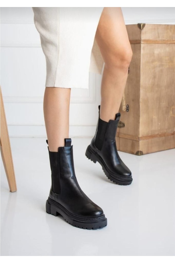 Deri Kadın Bot - Brescia Siyah Cilt