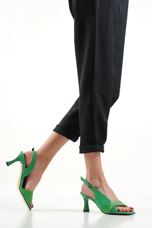Kelly Yeşil Kadın Yüksek Topuklu Sandalet