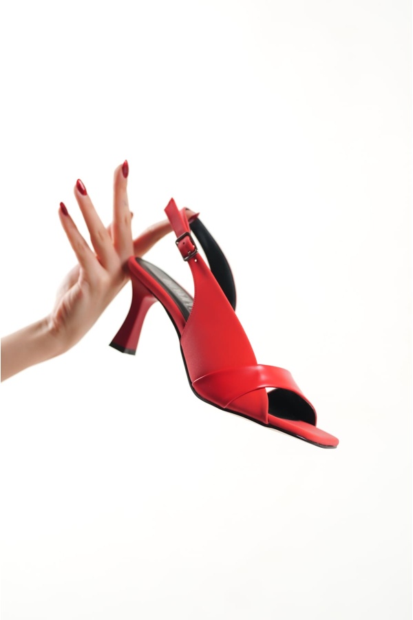 Kelly Kırmızı Kadın Yüksek Topuklu Sandalet