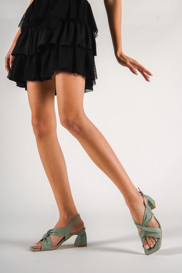 Sarel Yeşil Günlük Kadın Topuklu Sandalet