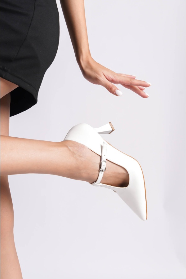 Midiy Beyaz Kadın Topuklu Ayakkabı