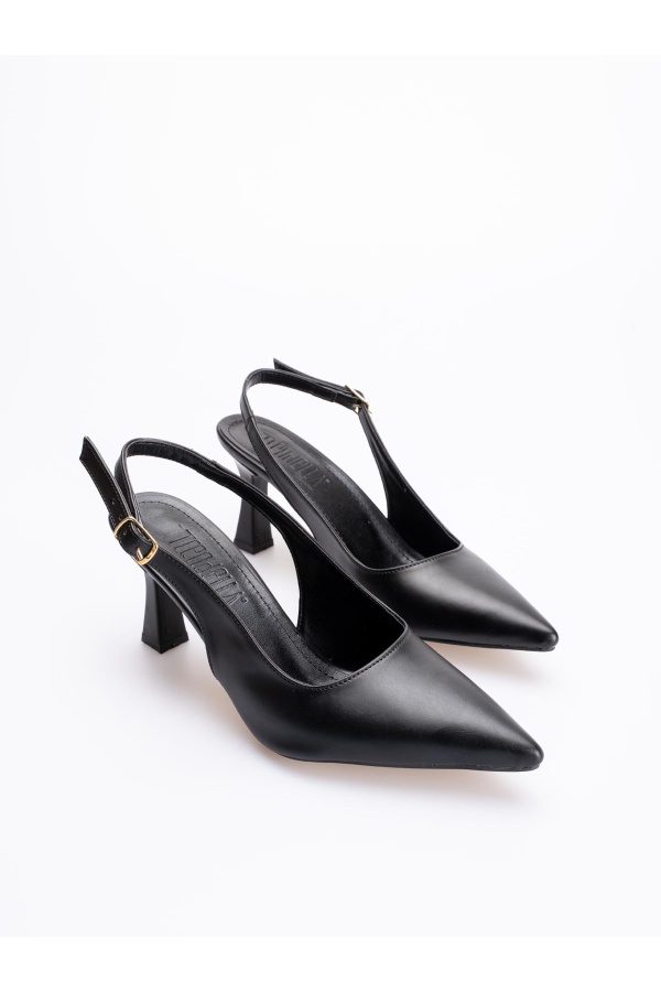 Afra Siyah Cilt Kadın Topuklu Ayakkabı
