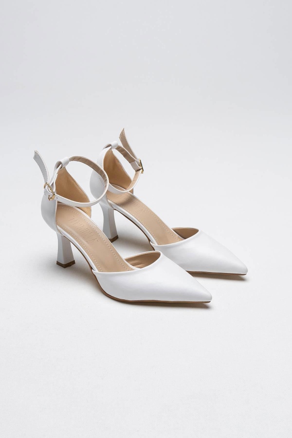 New İnca Beyaz Kadın Yüksek Kadeh Topuklu Ayakkabı