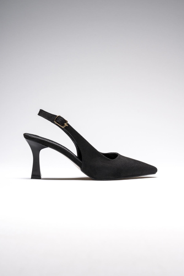 Afra Siyah Süet Kadın Topuklu Ayakkabı