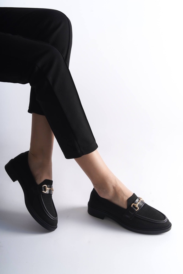 Athens Siyah Rahat Taban Kadın Loafer Günlük Ayakkabı