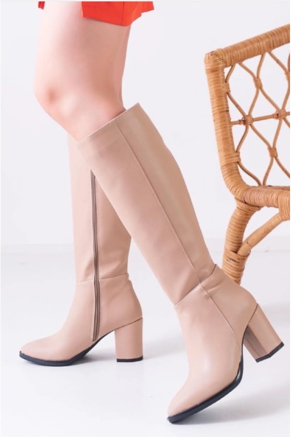 Luanda Nude Kadın Deri Çizme