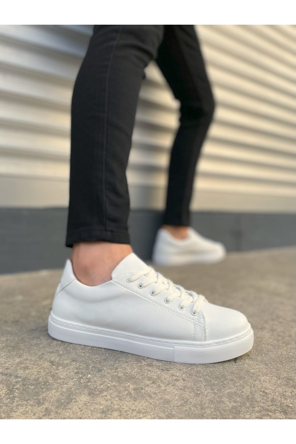 Mode Bağcıklı Cilt Beyaz Erkek Günlük Sneaker Ayakkabı