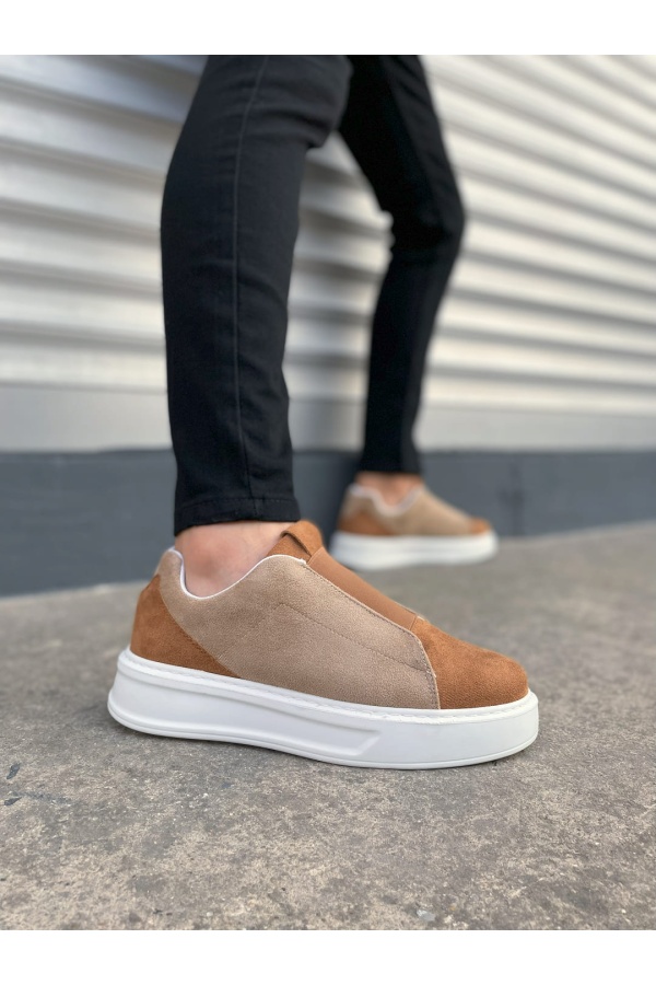 Alba Bağcıksız Süet Taba Erkek Günlük Sneaker Ayakkabı