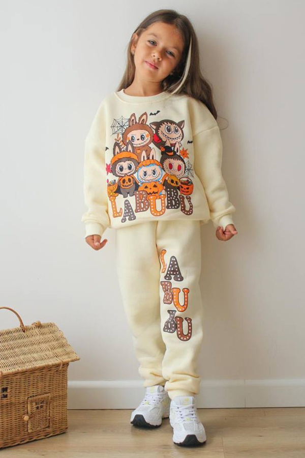 Labubu Çizgi film Baskılı Alt Üst Kız Çocuk 2li Takım