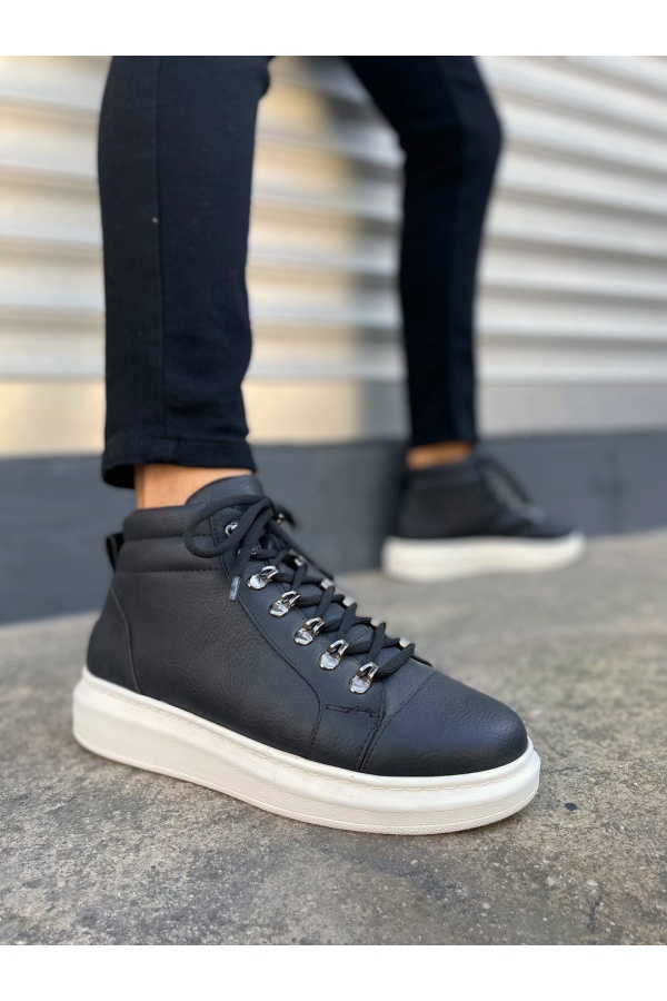 Atto Bağcıklı Ortopedik Taban Cilt Erkek Spor Bot CBT - Siyah