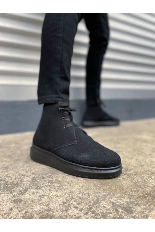 STABLE Bağcıklı Ortopedik Taban Süet Erkek Spor Bot SST - Siyah