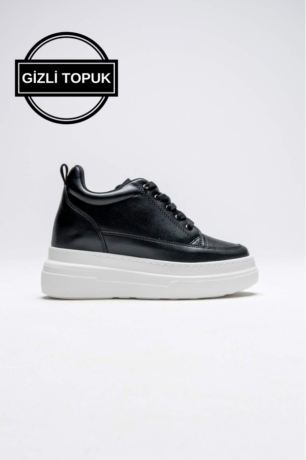 Lauren Kadın Gizli Topuk Beyaz Tabanlı Siyah Spor Ayakkabı