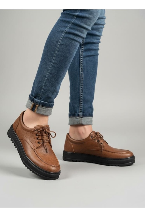 Stra Bağcıklı Cilt Erkek Günlük Spor Klasik Ayakkabı CST - Taba